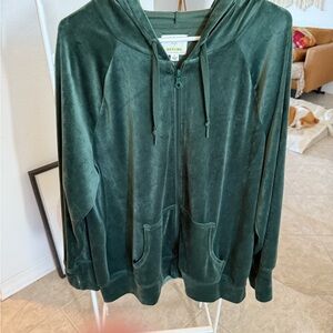 Aerie Forest Green Velour Hoodie